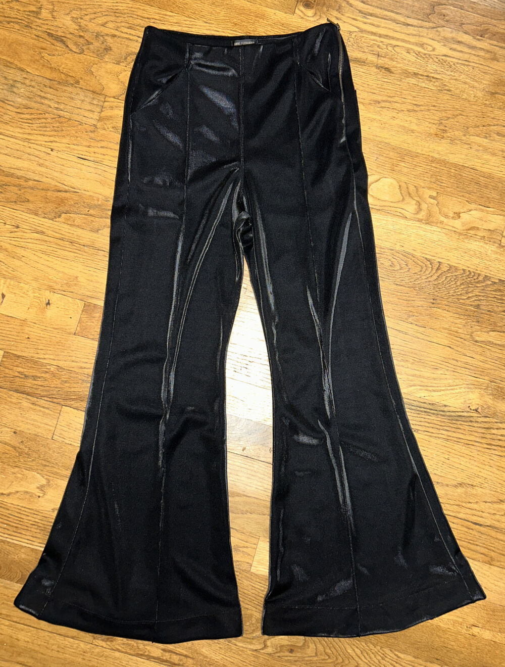 womens ANNE FERNANDES black wide leg / bell bottoms pants size P S 4-6 *B2
